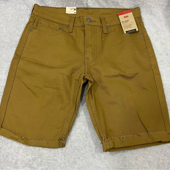 Levis 511 Jean Shorts Mens Size 31 Brown Slim Fit Cutoff Frayed Hem - Picture 1 of 7